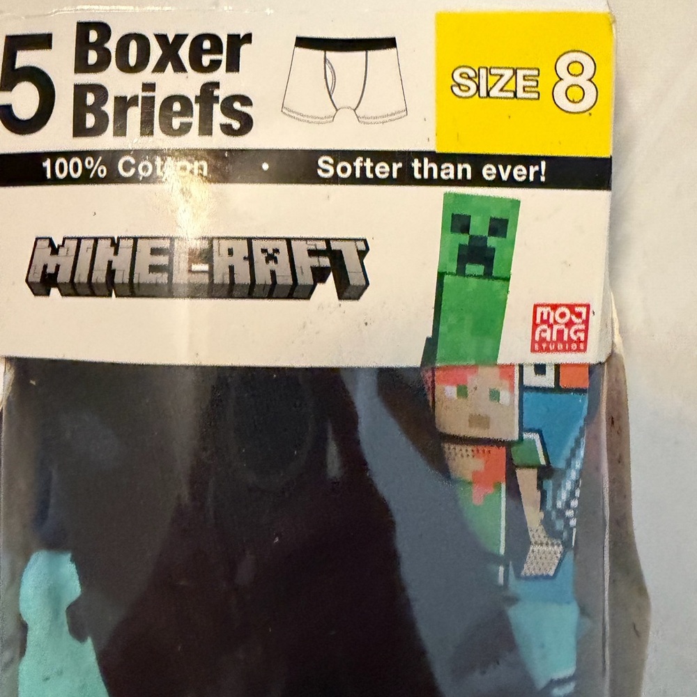 Minecraft Kids' Boxer Briefs - Black & Blue - Size 8